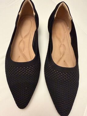 Black Pointed Knit Ballet Flat with Cushioned Insole